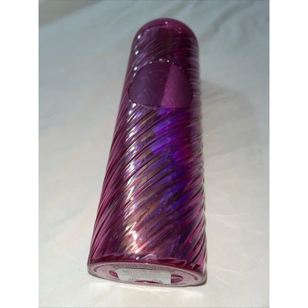 Starbucks 2022 Christmas‎ Holiday Sangria Pink Spiral Textured Tumbler 16oz Cup